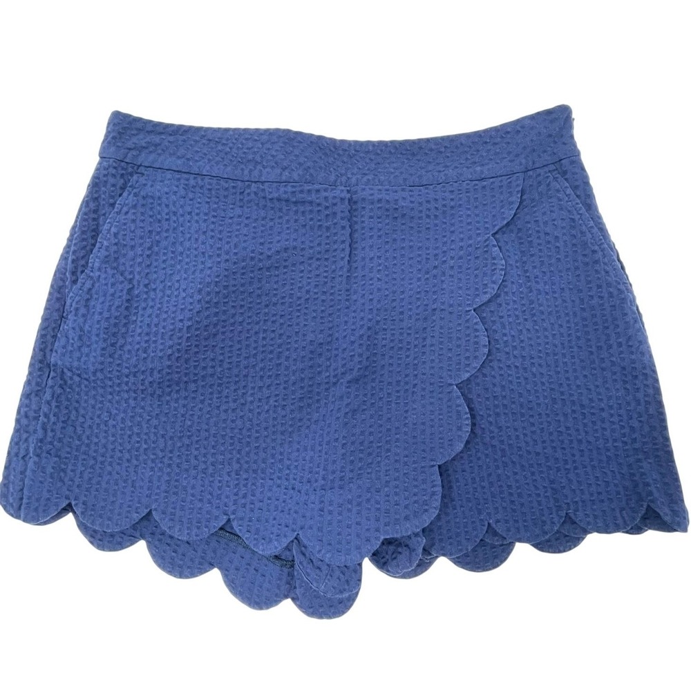 Vineyard Vines Women's Blue Scallop Shorts Sz 6 Front Flap Nautical Beach Pocket